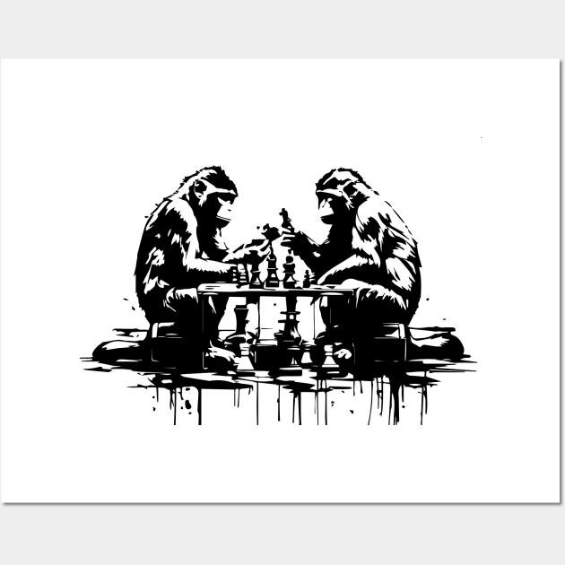 smart monkeys play chess Wall Art by lkn